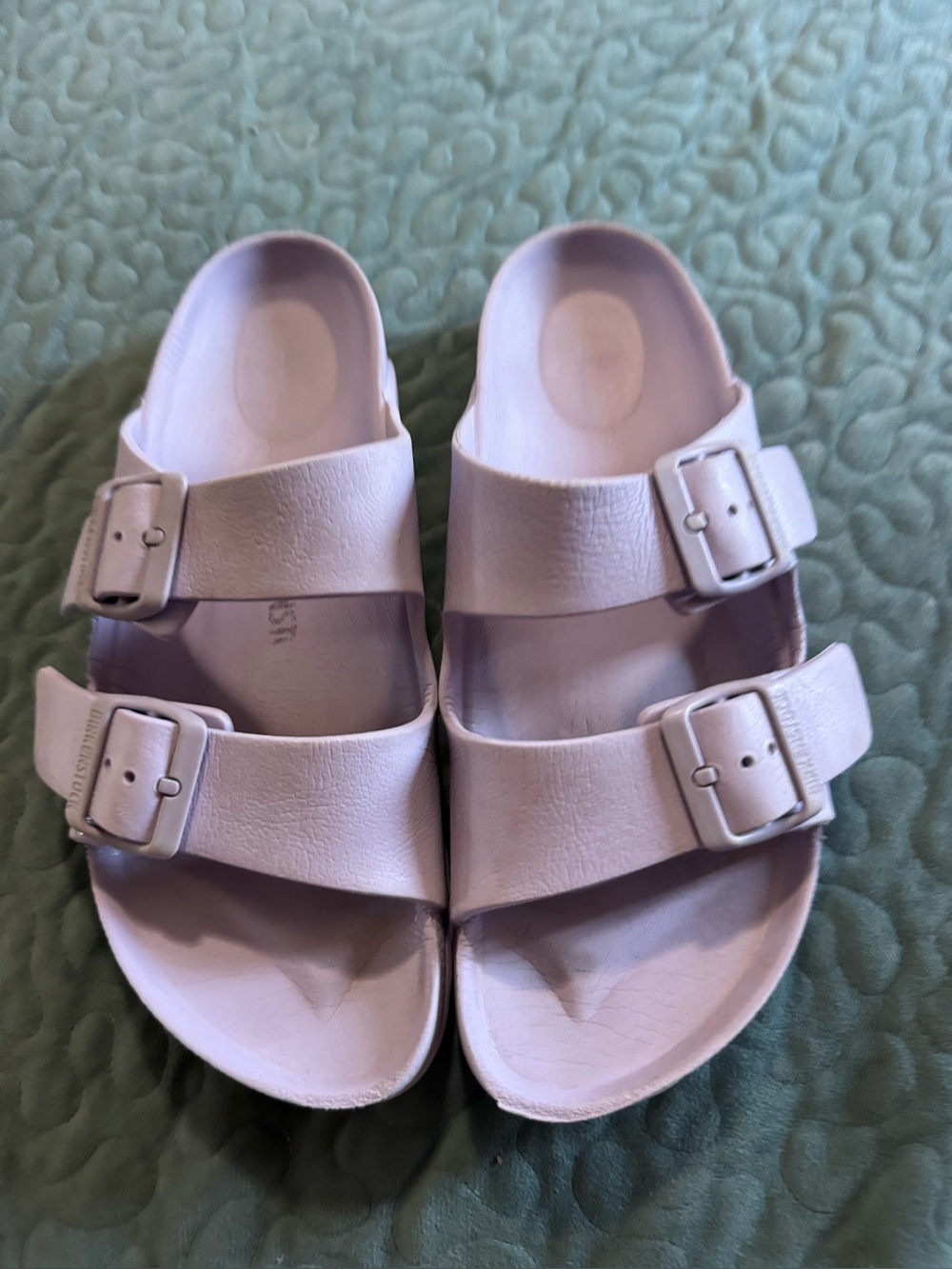 Birkenstock Two-Strap Slide Sandals in Pale Lavender